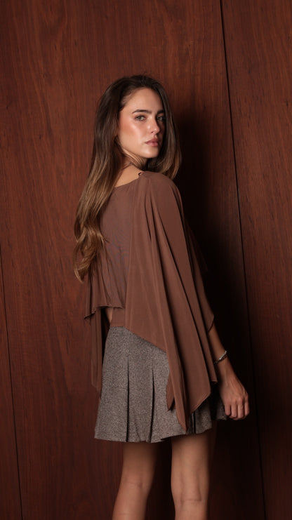 Draped Top — Cape-style draped silhouette