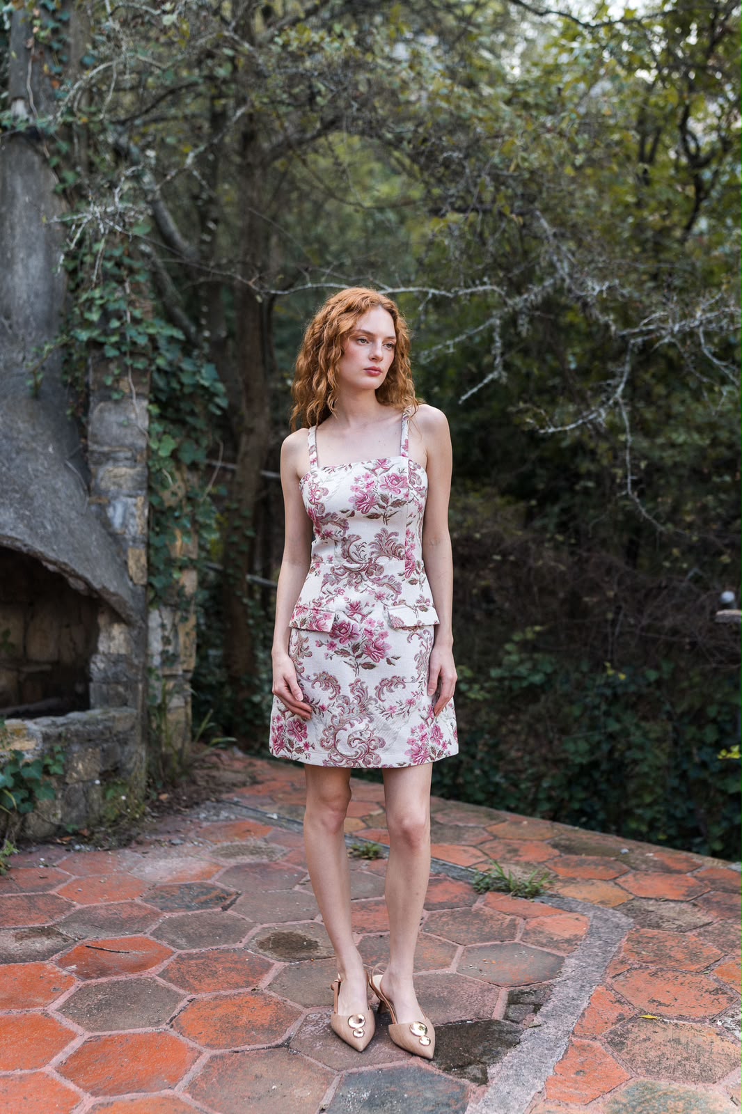 Rosalie Floral Jacquard Mini Dress — Structured Bustier