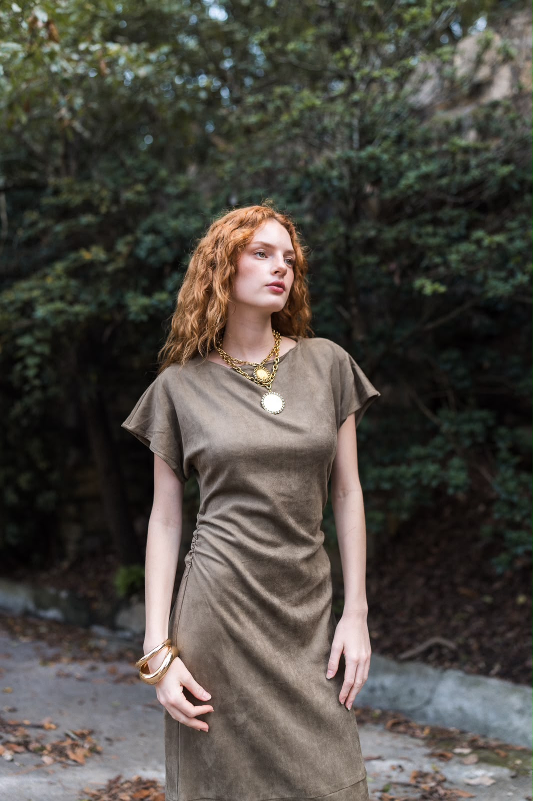 Sienna Draped Midi Dress — Sculpted Silhouette