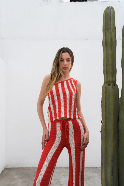 Striped beach off-shoulder top