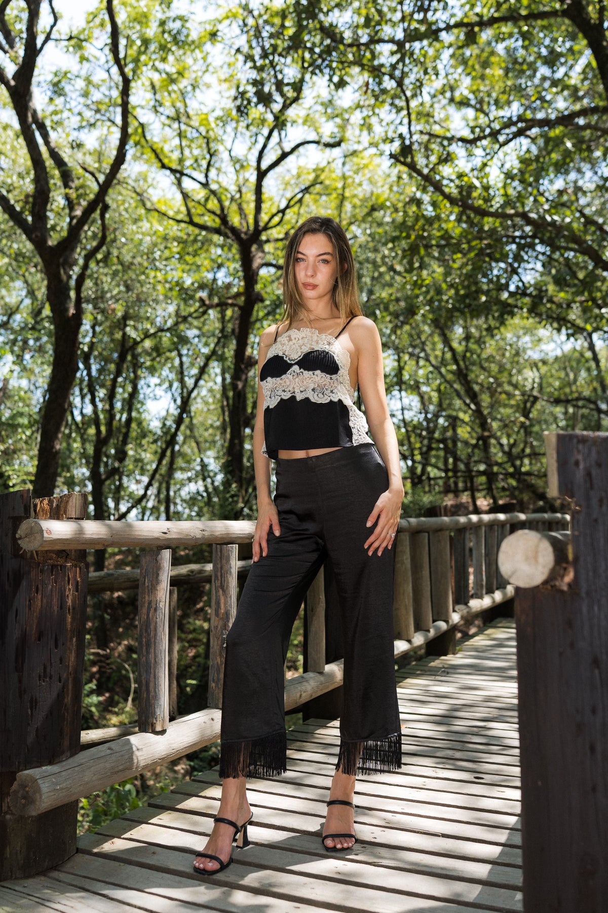 Lace Bustier Top — Black with Lace Ivory