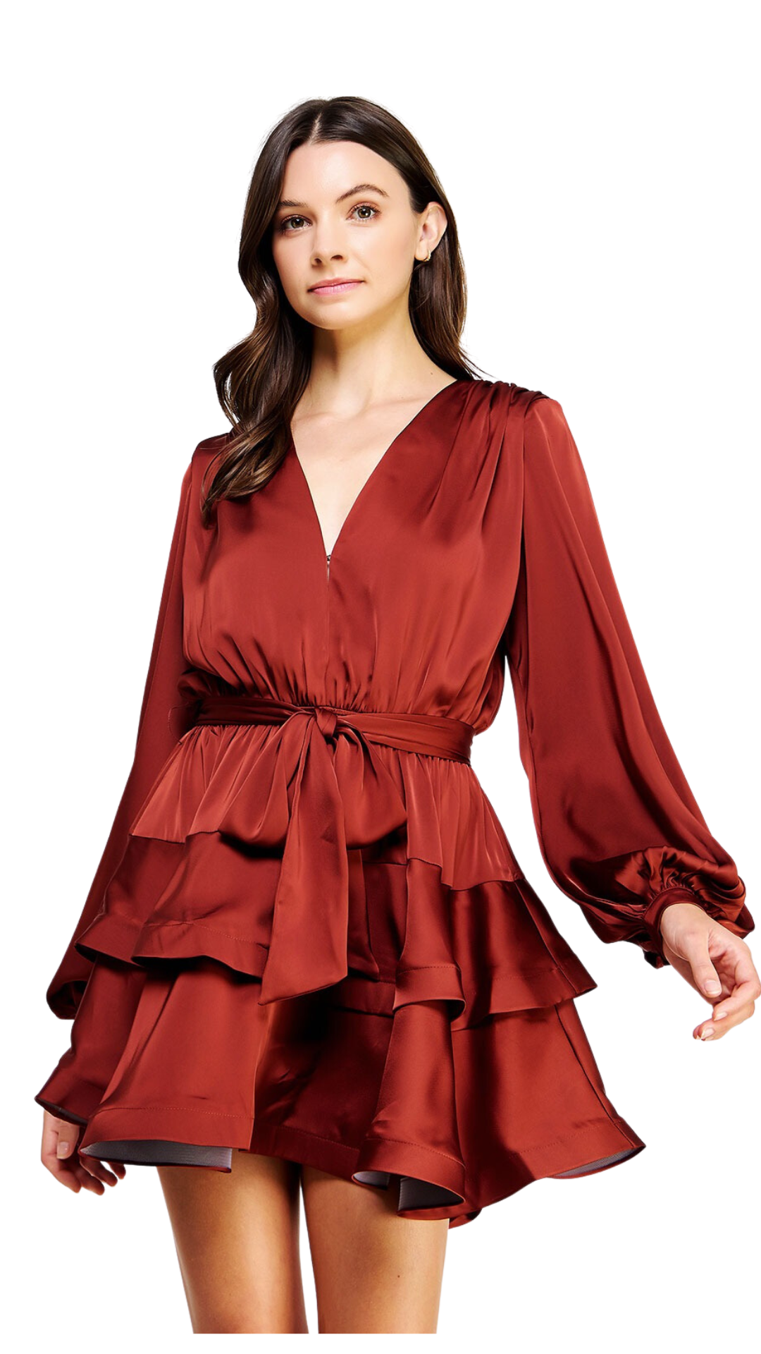 Burgundy Satin Dress Zalma Apparel