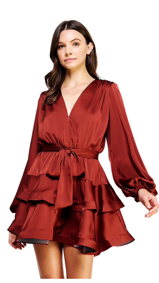 Burgundy Satin Dress