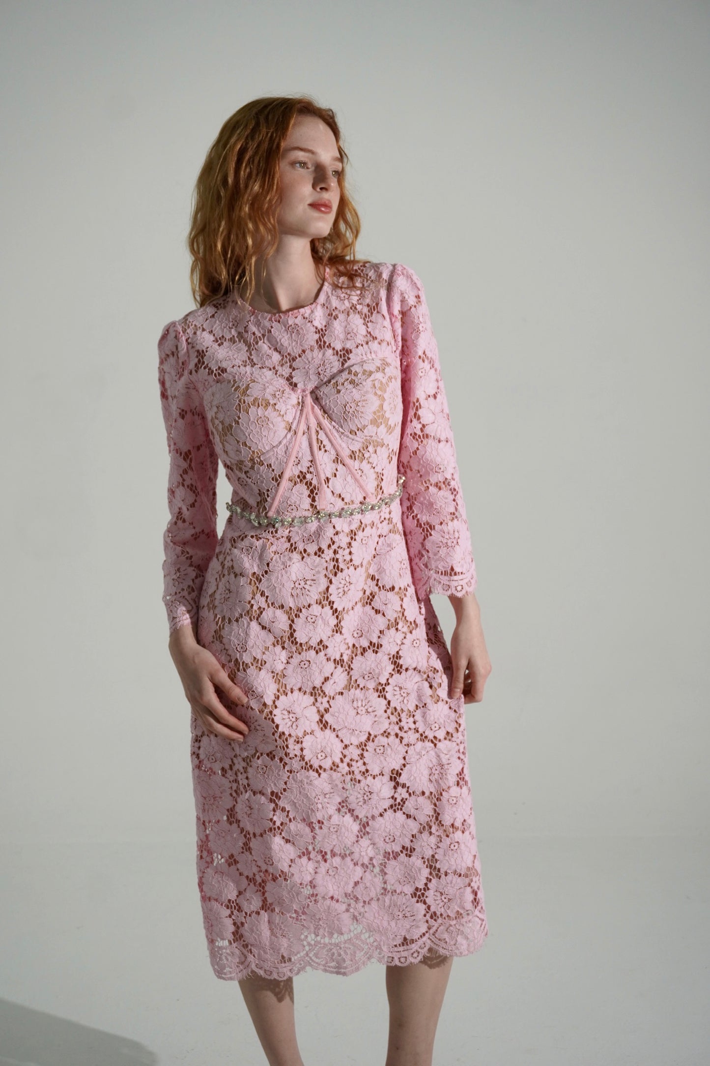 corset flower lace dress