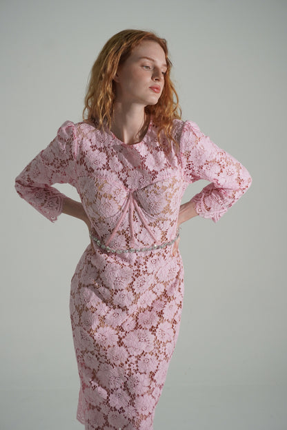 corset flower lace dress
