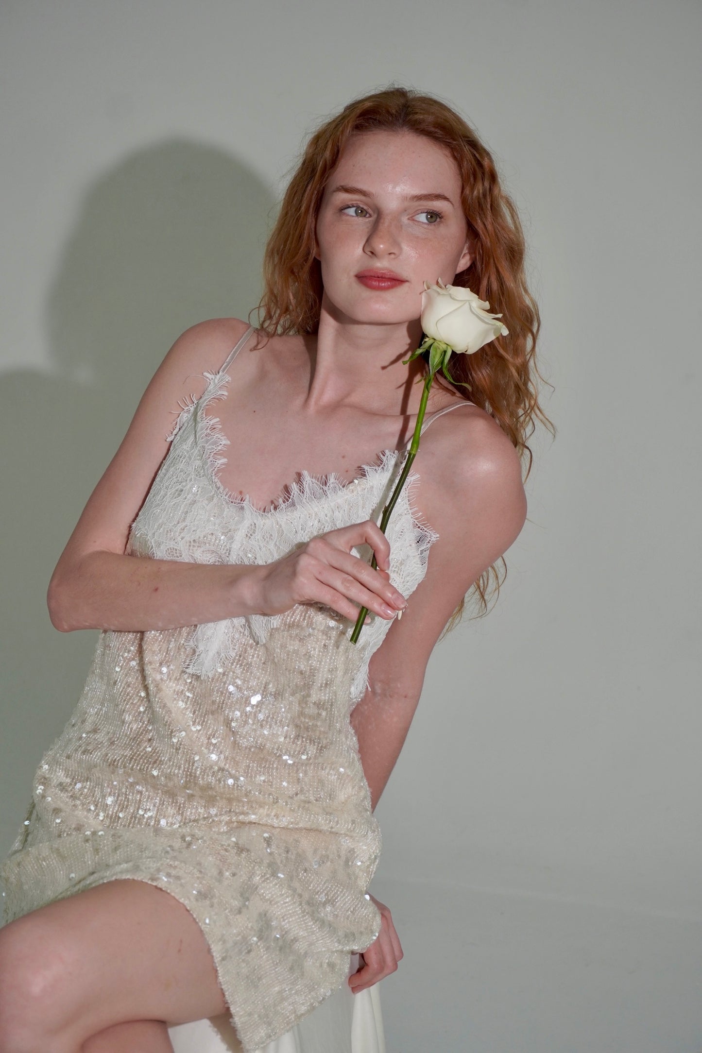 Mini sequins white dress